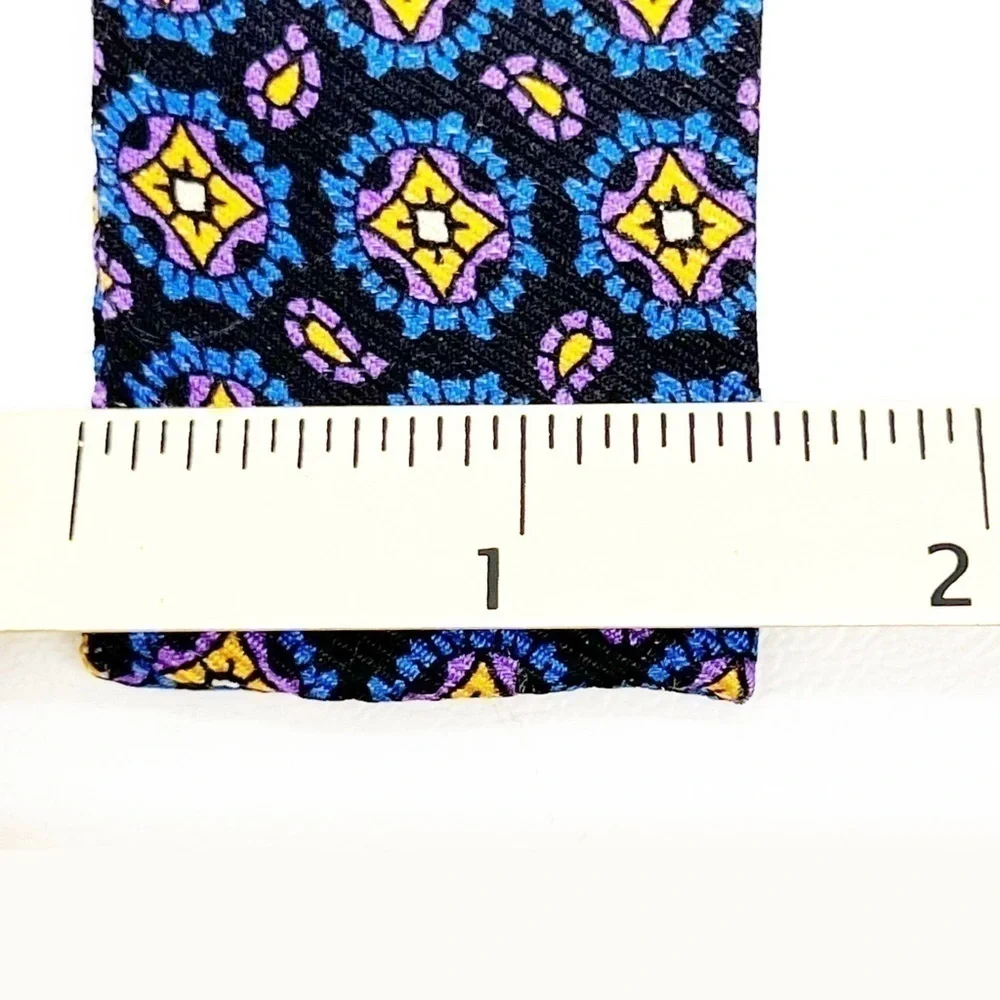 Robert Talbott Silk Bow Tie Blue Purple Yellow Black Woven New